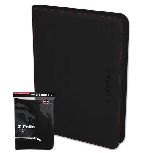 BCW Z-Folio LX Zippered 9 Pocket Binder: Black