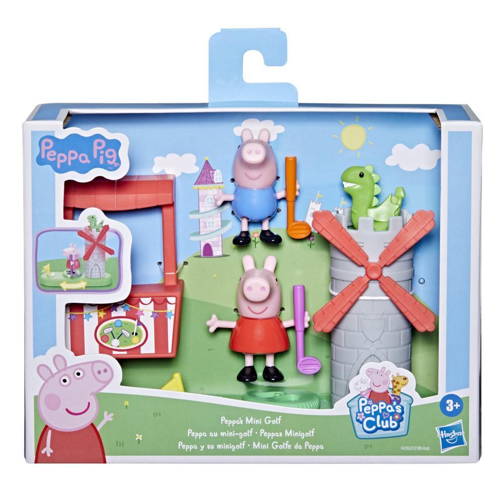 Peppa Pig Peppa's Club Peppa's Mini Golf Preschool Playset Toy, Features 2 Figures and Spinning Windmill, for Ages 3 and Up